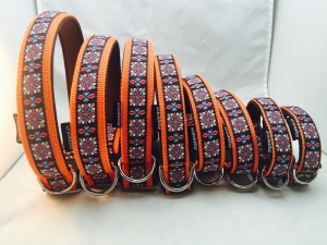 Hundehalsband Singapore orange/braun