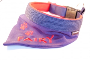 2 in 1: Halstuch und Zugstophalsband mit Bestickung